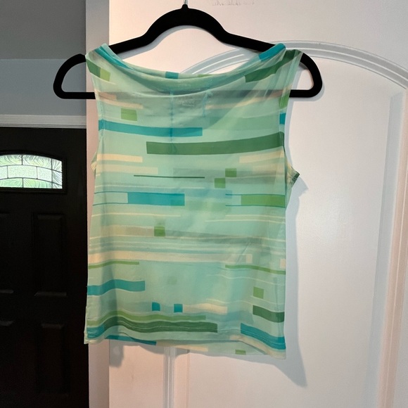 ~Calvin Klein~ Striped Green Sleeveless Top - Picture 1 of 6